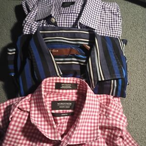 Nordstrom Men's Pink and Blue Plaid Shirt